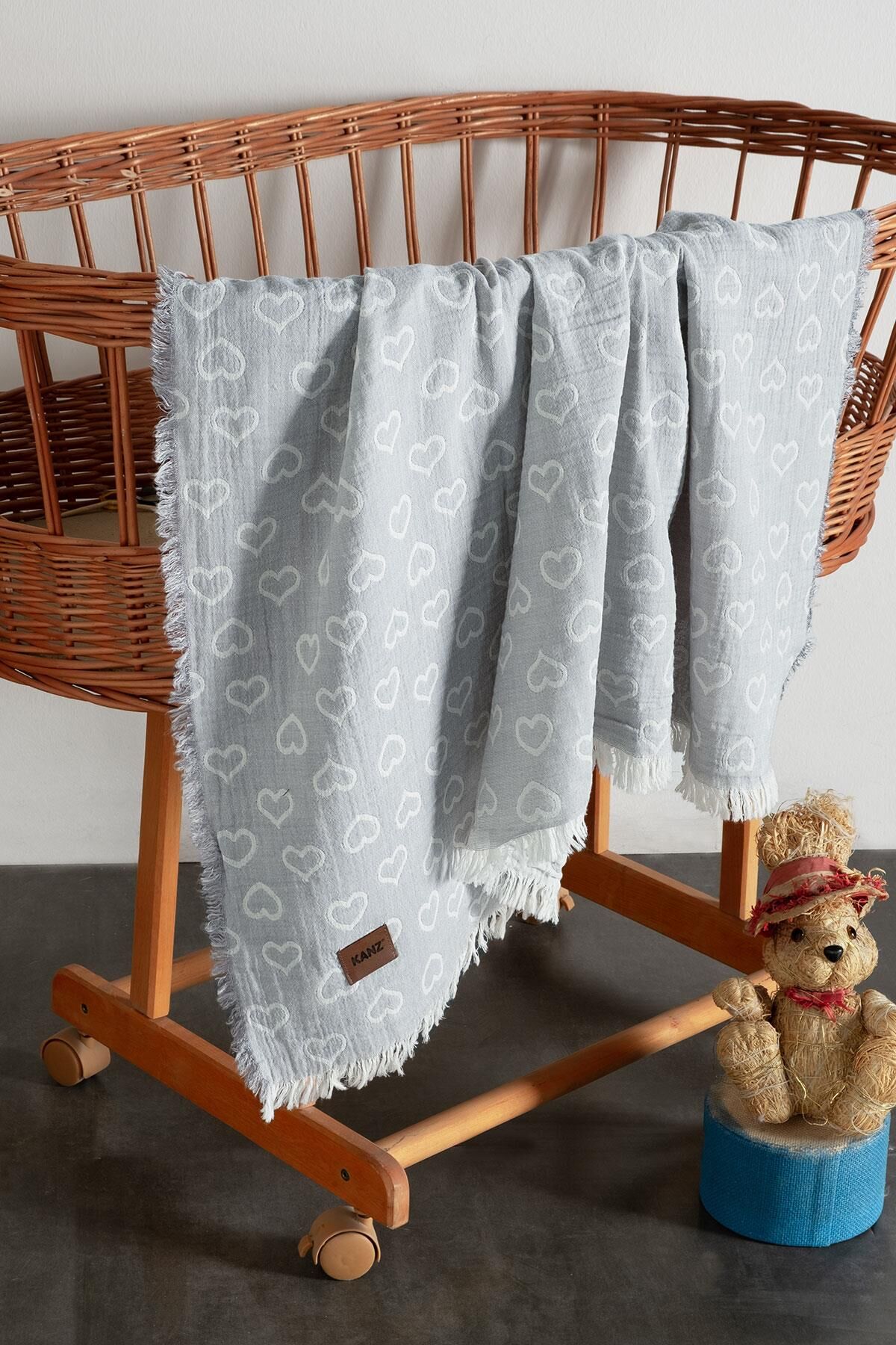 Kanz Jakarlımüslin Örtü 2 Kat Gri 110*130