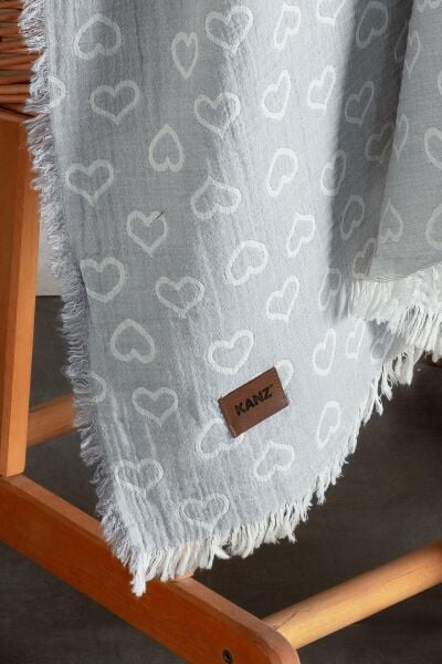 Kanz Jakarlımüslin Örtü 2 Kat Gri 110*130