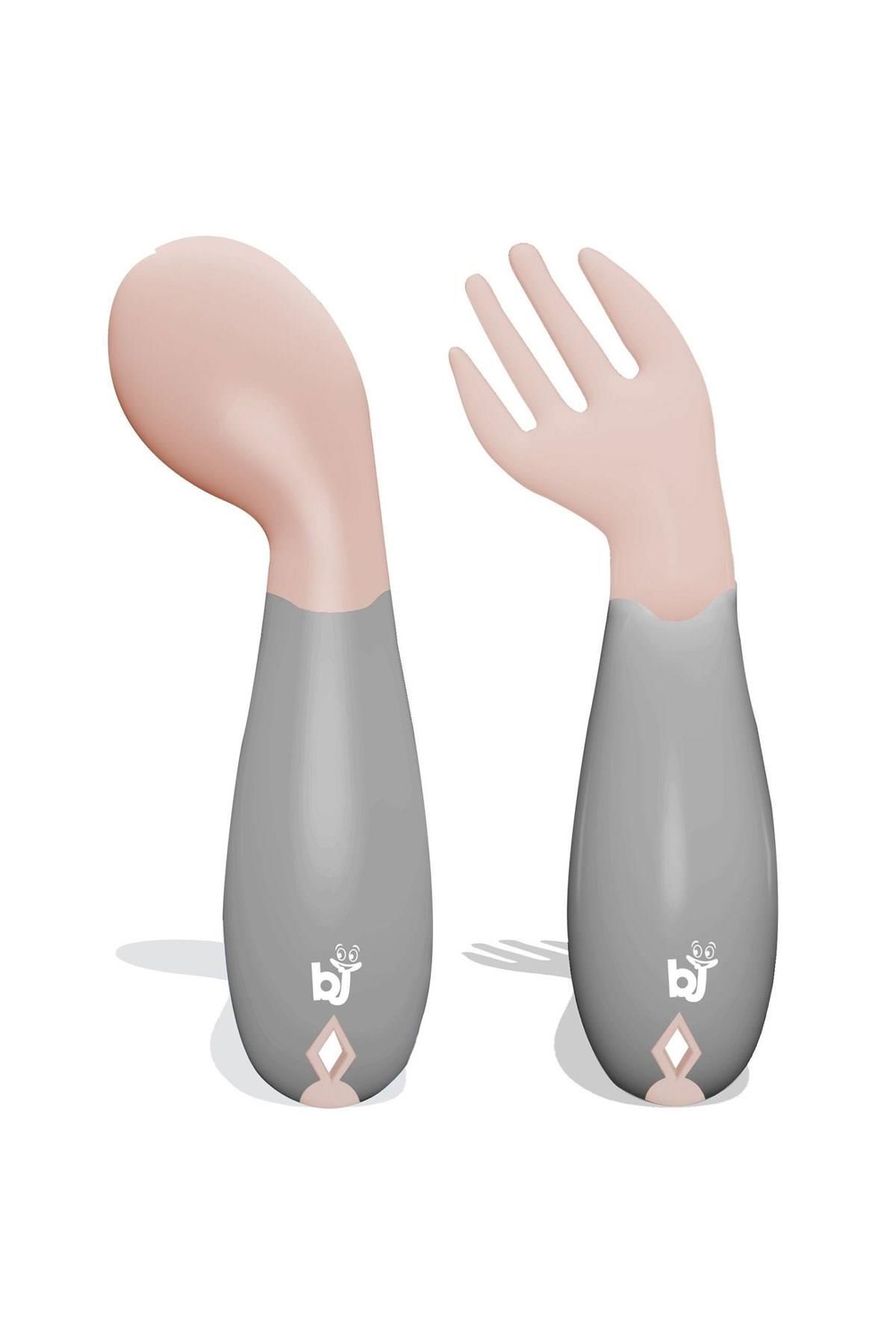 Babyjem  Açılı Mama Kaşık Çatal Takımı Gül Kurusu 703