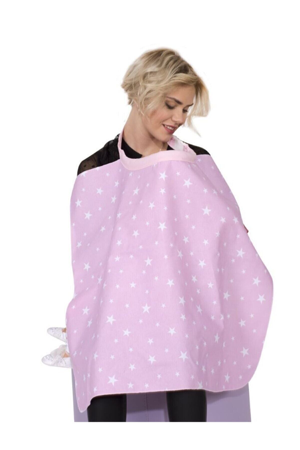 Sevi Bebe Tokalı Anne Emzirme Örtüsü - Pembe Yıldız 6372-2