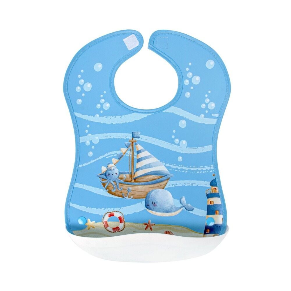Sevi Bebe Plastik Cepli Önlük - Deniz Feneri 72-204