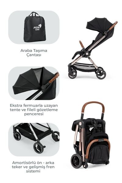Kanz Fox Kabin Boy Bebek Arabası Siyah