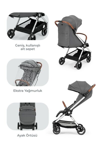 Kanz Fox Kabin Boy Bebek Arabası Gri
