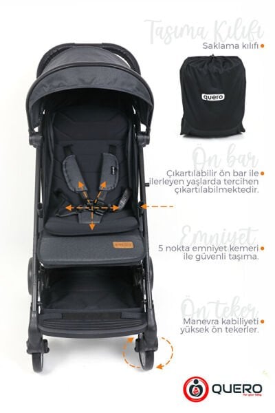 Quero Avion Cabin Bebek Arabasi Gri