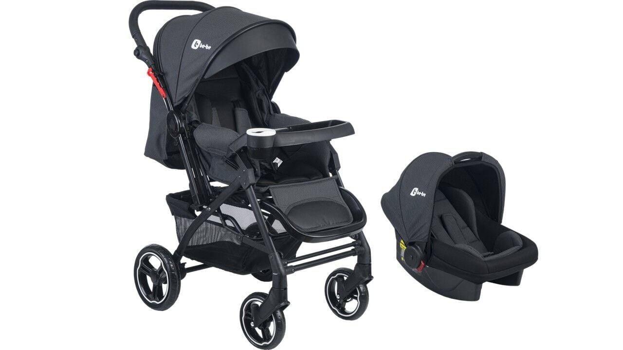 Be-Be Soft Plus Travel Sistem Bebek Arabası Siyah Mozaik Desen ( Puset Dahil )