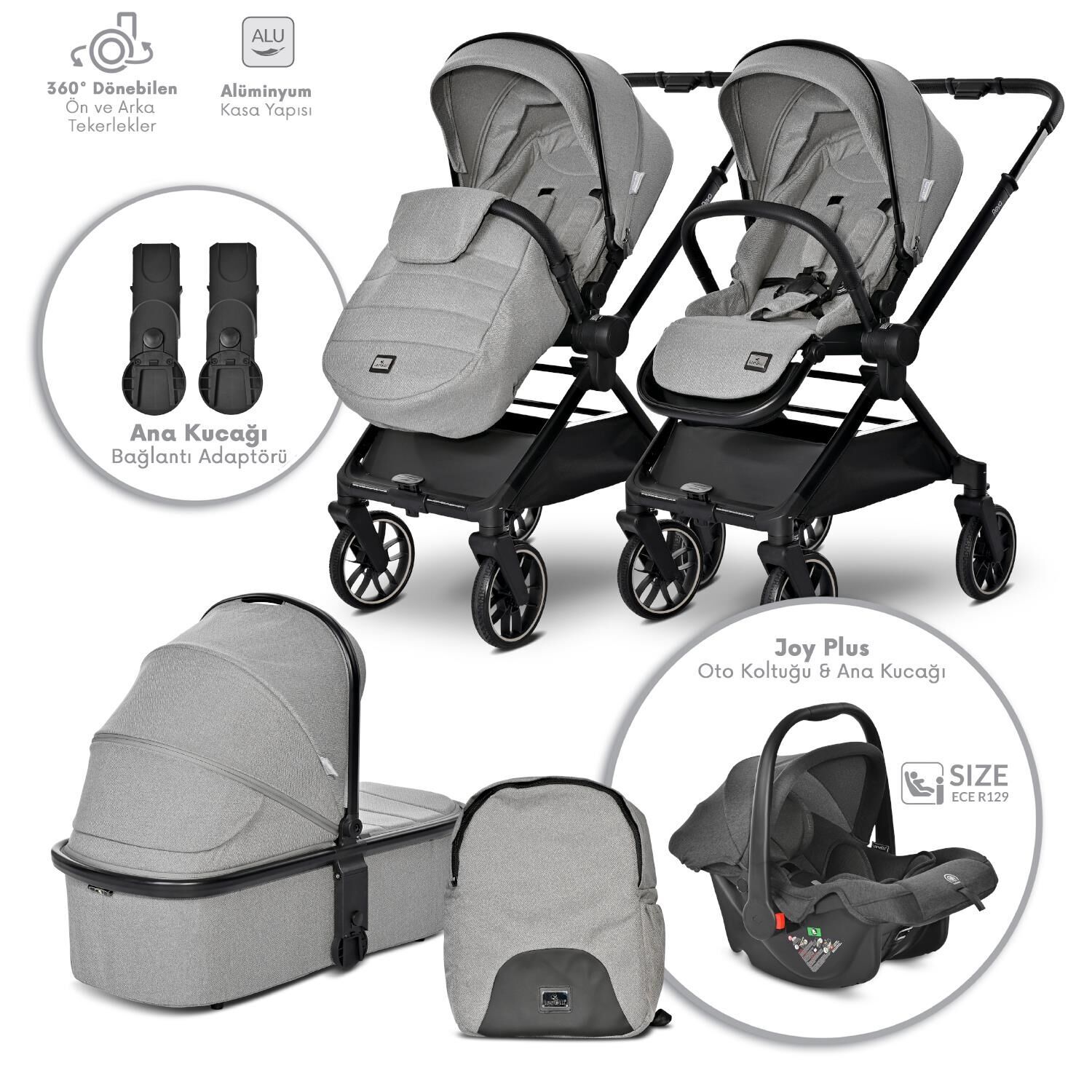 Lorelli Reya 3 in 1 Travel Sistem Bebek Arabası - Gray