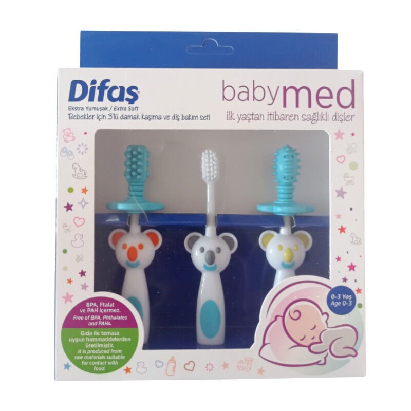 Difaş Babymed Mavi Damak Kaşıma ve Diş Bakım Seti