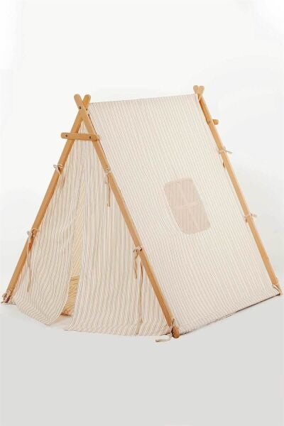 Baby Tech Devrilmez Minderli Ahşap Gövdeli Oyun Çadırı - Kahve