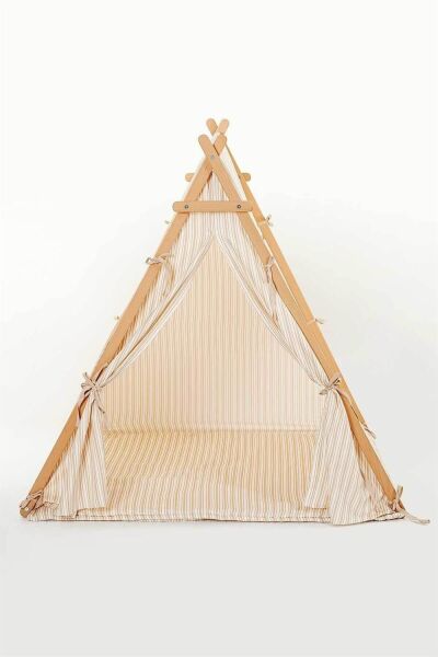 Baby Tech Devrilmez Minderli Ahşap Gövdeli Oyun Çadırı - Kahve