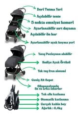 Joell Cabin Kabin Boy Puset / Tek Elle Otomatik Katlanır Gri-Siyah ( Set Ürün )