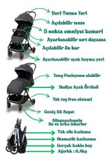 Joell Cabin Kabin Boy Bebek Arabası / Tek Elle Otomatik Katlanır Gold Kahve