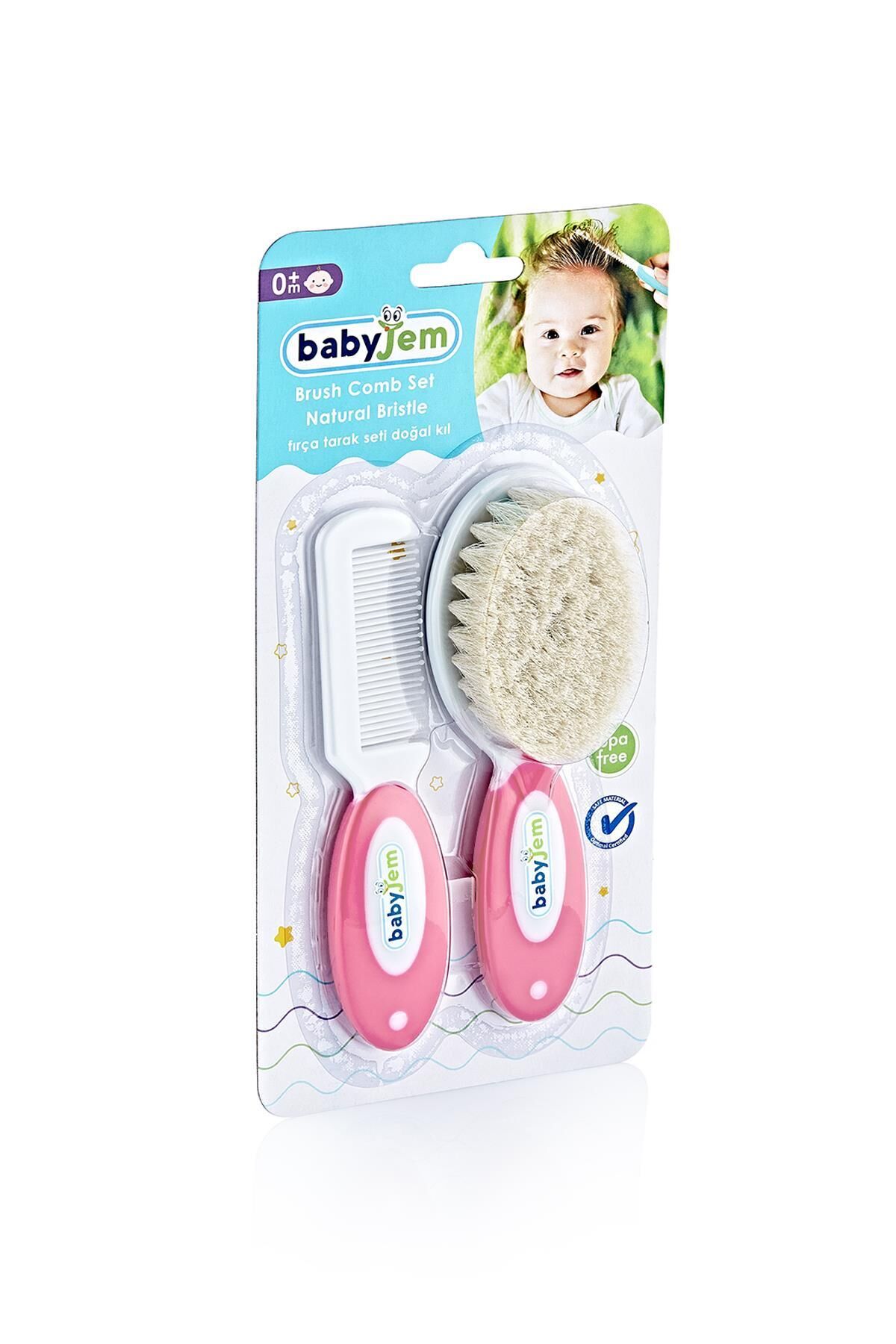 Babyjem Fırça Tarak Seti Doğal Kıl Pembe 519