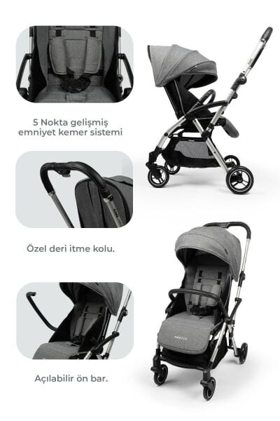 Kanz Marcus Heavy Kabin Travel Bebek Arabası Gri