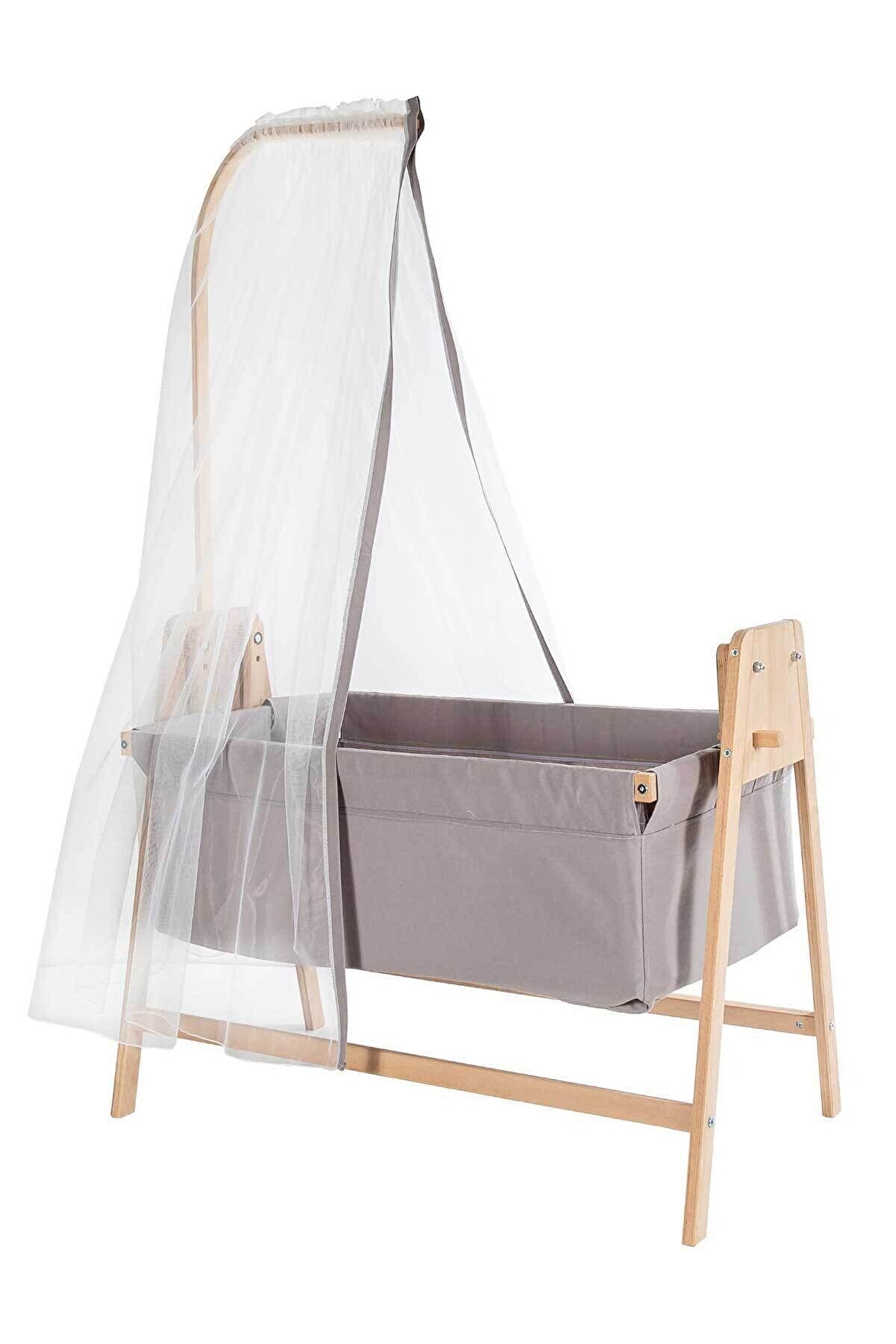 Baby Tech Mycrib Naturel Ahşap Beşik Gri
