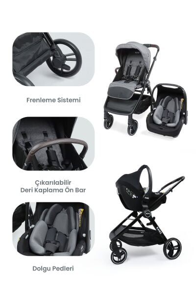 Kanz Nova Travel Sistem Bebek Arabası Gri