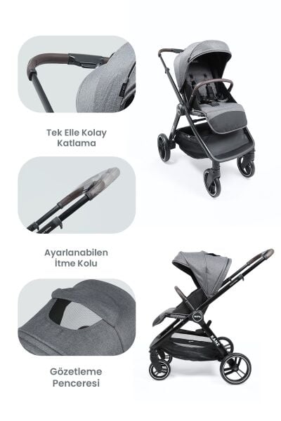 Kanz Nova Travel Sistem Bebek Arabası Gri