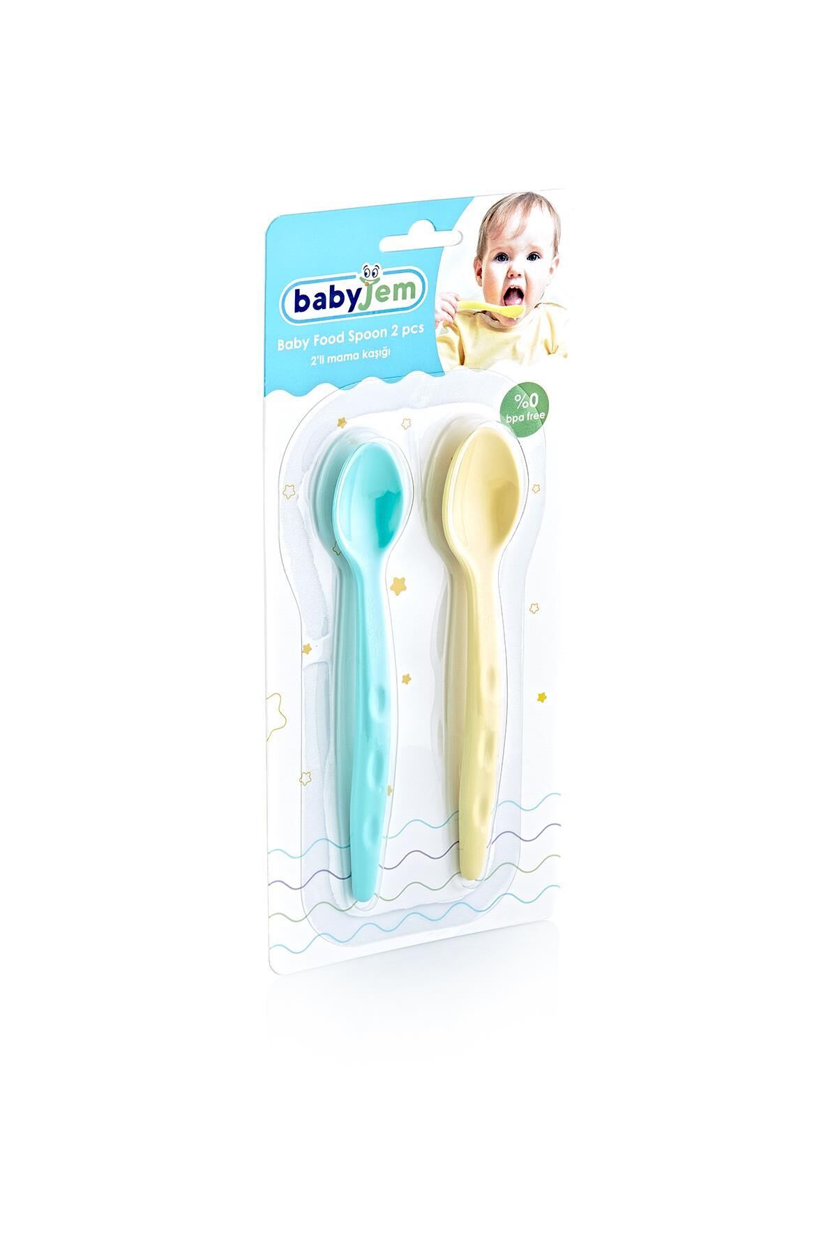 Babyjem 2'Li Mama Kaşığı Yeşil-Sarı 494